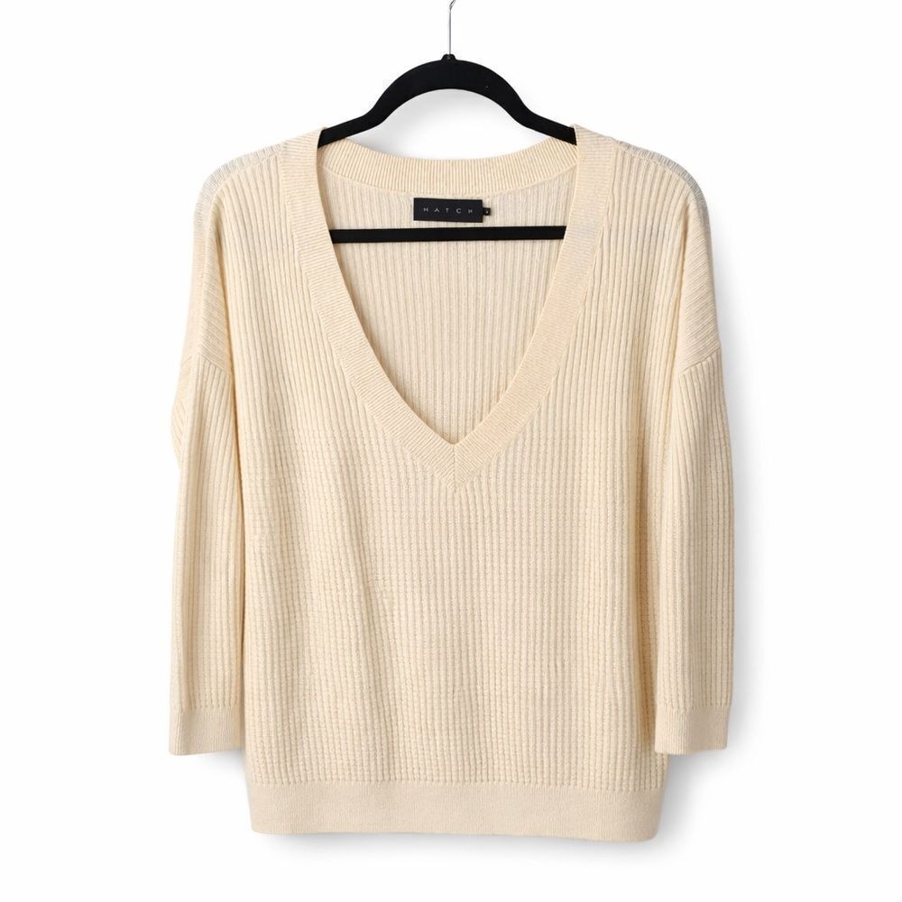 HATCH (Maternity) Easy V Merino-Cashmere Sweater – Cream – Size P (Small)